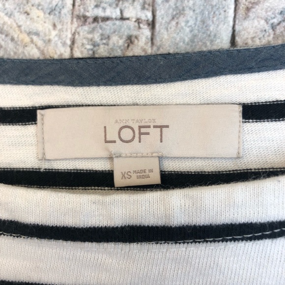 LOFT Stripe Long Sleeve Peplum Top - Picture 3 of 4